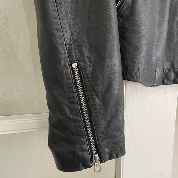 Madewell The Washed Leather Motorcycle Jacket in Black Size Large - Picture 5 of 13